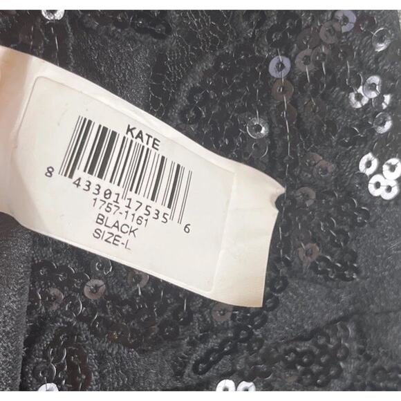 Dress The Population Sequin Floral Lace Tea Length Dress Womens Size Large Black - Picture 10 of 10